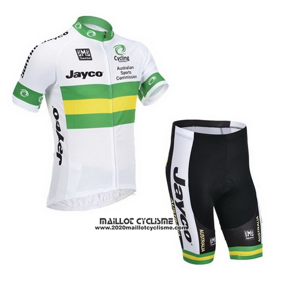 2013 Maillot Ciclismo Australie Blanc et Vert Manches Courtes et Cuissard